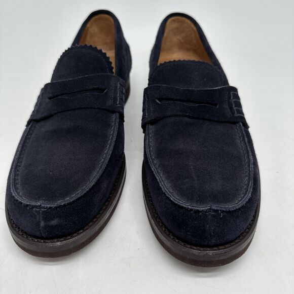 VITTORIO SPERNANZONI Blue Suede Loafers Shoes Slip On Sz 8 Italy main image 2